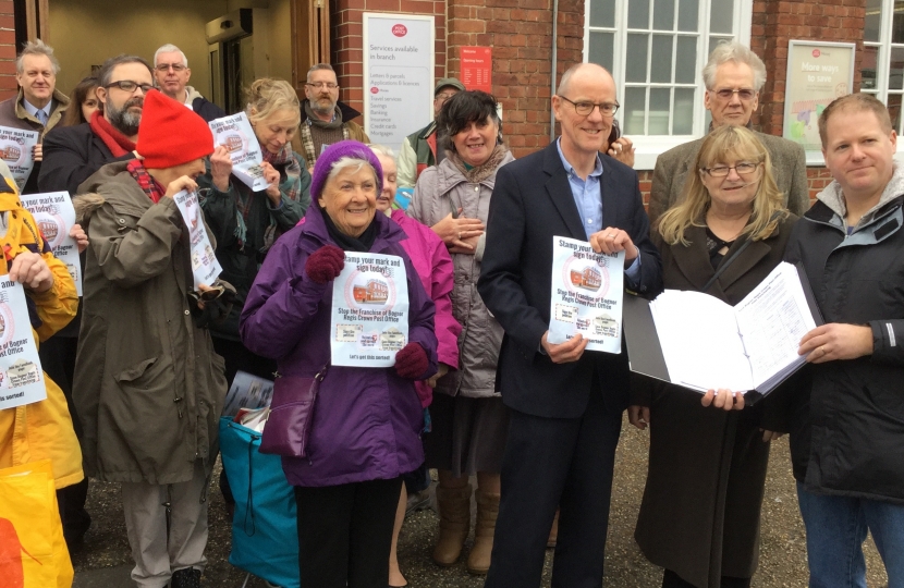 Nick Gibb with petition outside Bognor Regis Post Office