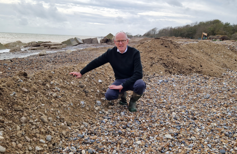 Nick Gibb at Climping Beach following flooding